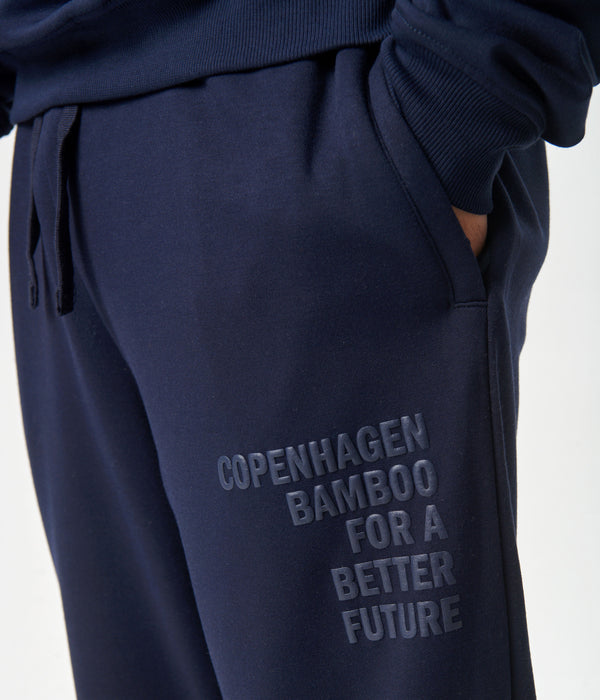 Navy bamboo sweatpants with logo    Copenhagen Bamboo