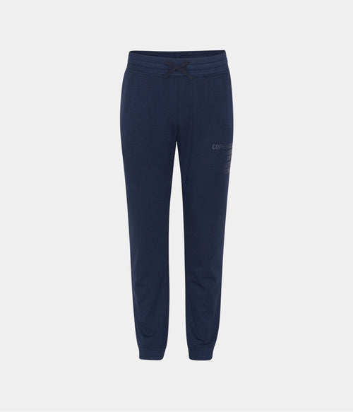 Blå bambus sweatpants med logo fra Copenhagen Bamboo