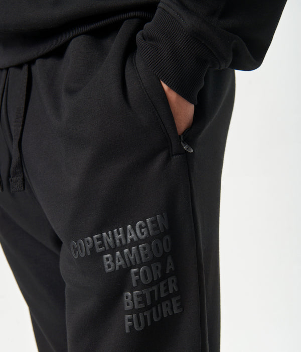 Black bamboo jogging suit with logo