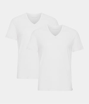 White slim fit v-neck bamboo T-shirts - 2 pack S   Copenhagen Bamboo