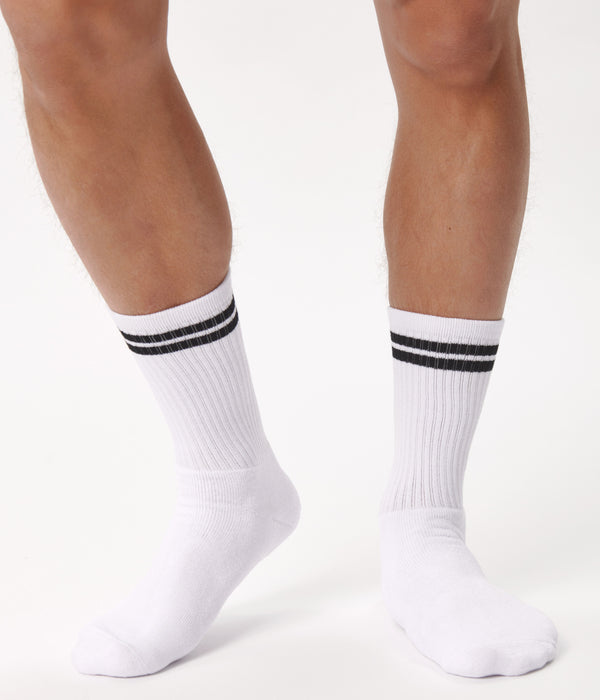 6 pairs of bamboo tennis socks black with white stripes/white with black stripes