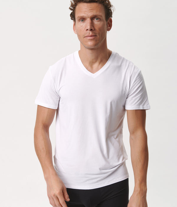White slim fit v-neck bamboo T-shirts - 2 pack    Copenhagen Bamboo