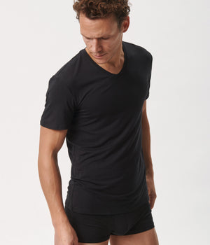 Black slim fit v-neck bamboo T-shirts - 2 pack    Copenhagen Bamboo